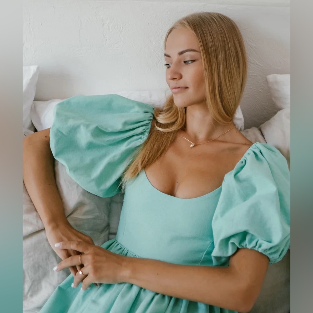 Mint Puff Sleeve Dress